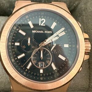 Michael Kors Black and Rose Gold Chronograph Watch